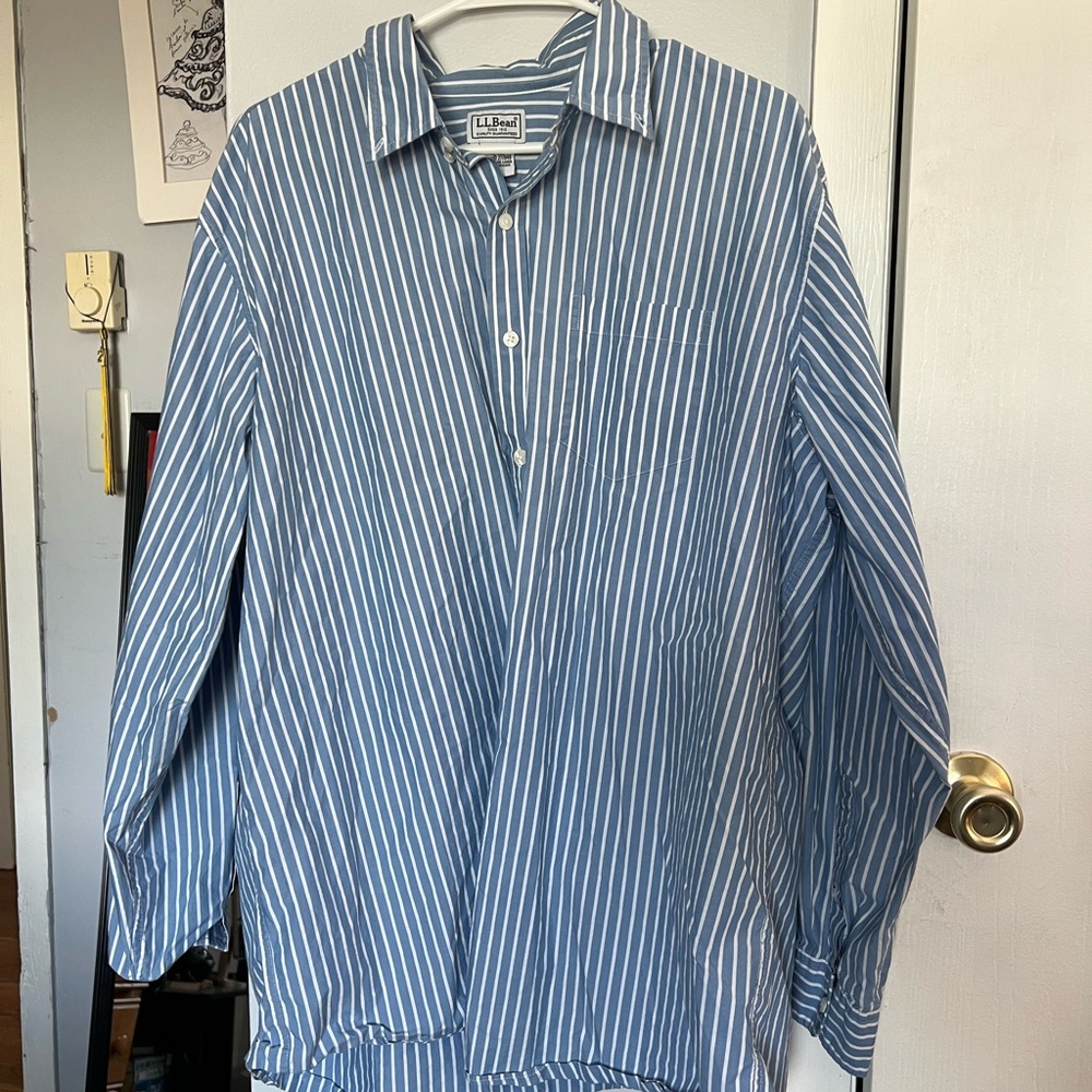 Blue and white striped button down L.L. Bean